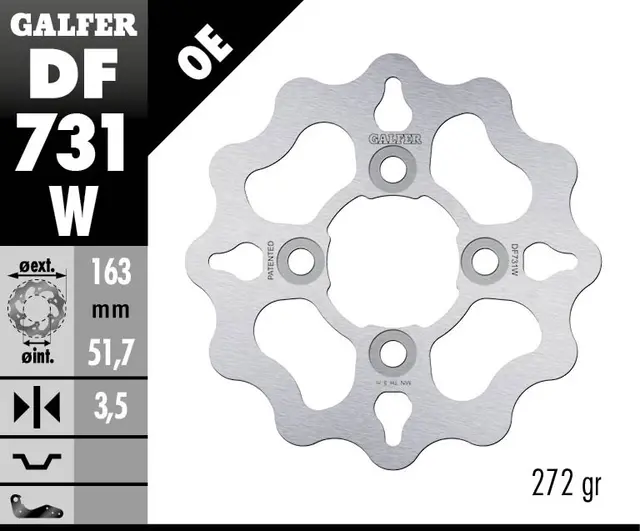 Galfer Bremseskive, W, Fast, 163x3,5mm 