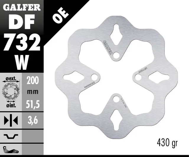 Galfer Bremseskive, W, Fast, 200x3,5mm 