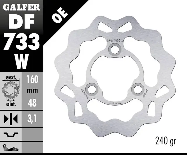 Galfer Bremseskive, W, Fast, 160x3,1mm 