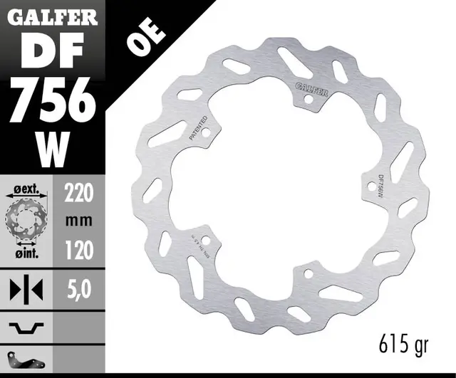 Galfer Bremseskive, W, Fast, 220x5mm 
