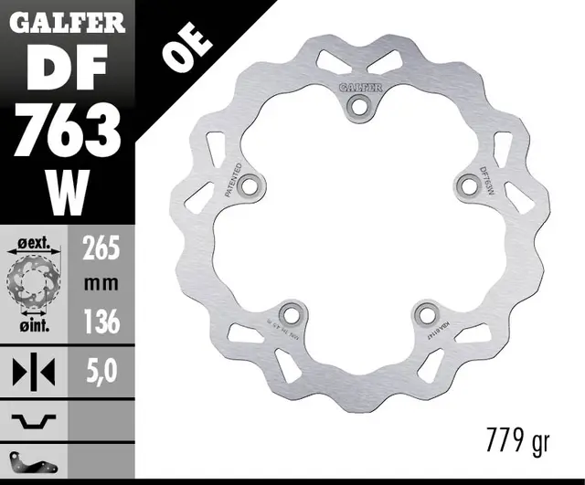 Galfer Bremseskive, W, Fast, 265x5mm 
