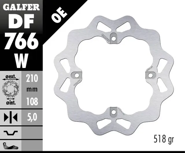 Galfer Bremseskive, W, Fast, 210x5mm 