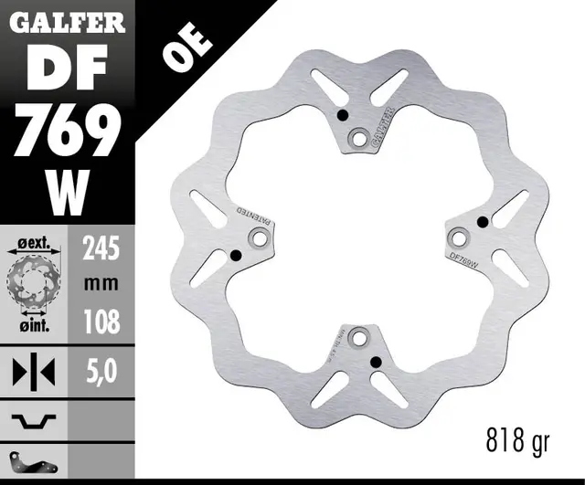 Galfer Bremseskive, W, Fast, 245x5mm 