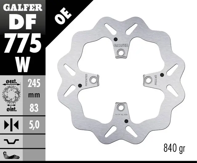 Galfer Bremseskive, W, Fast, 245x5mm 