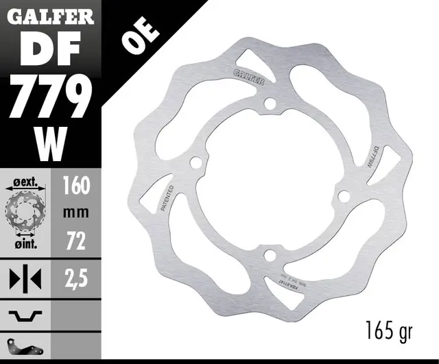 Galfer Bremseskive, W, Fast, 160x2,5mm 