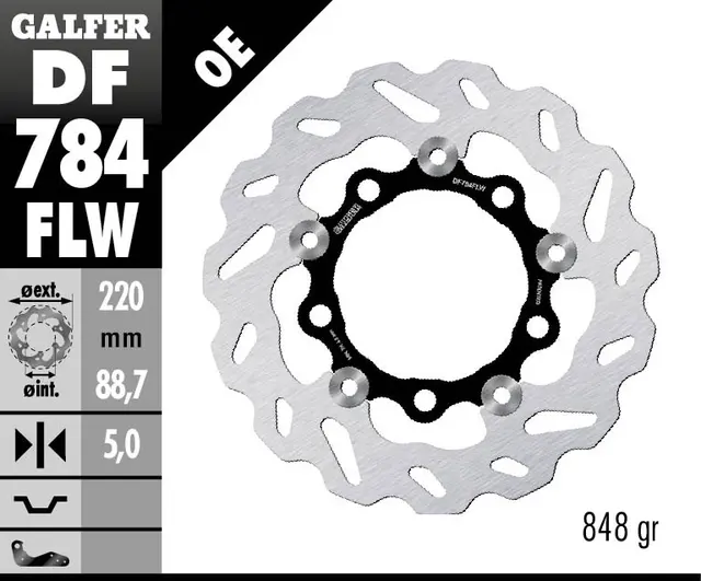 Galfer Bremseskive W, Flytende (C. Stål) 220x5mm 