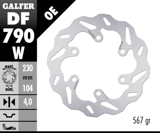 Galfer Bremseskive, W, Fast, 230x4mm 