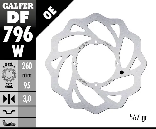Galfer Bremseskive, W, Fast, 260x3mm 