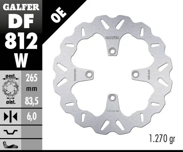 Galfer Bremseskive, W, Fast, 265x6mm 