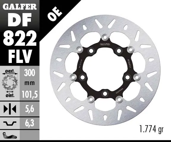 Galfer Bremseskive, Flytende Rund (C. Stål) 300x5.6mm 