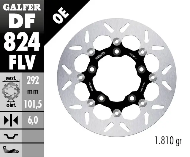 Galfer Bremseskive, Flytende, Rund (C. Stål) 292x5,6mm 