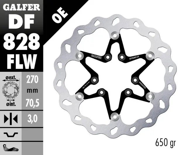 Galfer Bremseskive W, Flytende (C. Stål) 270x3mm 