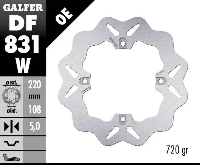 Galfer Bremseskive, W, Fast, 220x5mm 