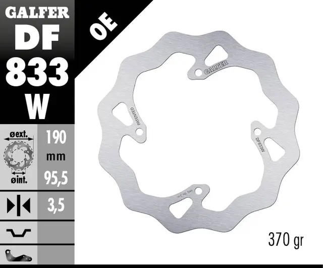 Galfer Bremseskive, W, Fast, 190x3.5mm 