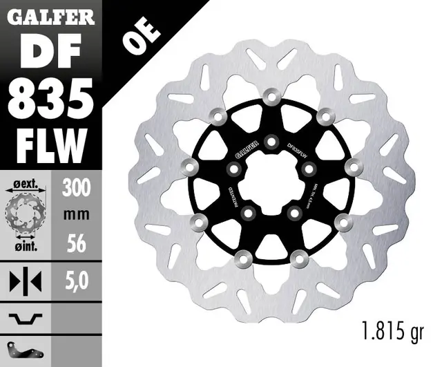Galfer Bremseskive W, Flytende (C. Stål) 300x5mm 
