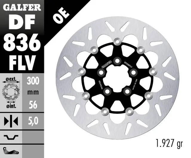 Galfer Bremseskive, Rund Flytende (C. Stål) 300x5mm 