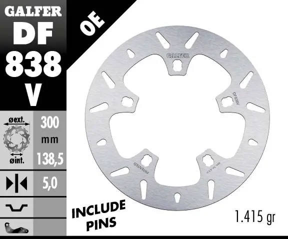 Galfer Bremseskive, Fast, Rund, 300x5mm 