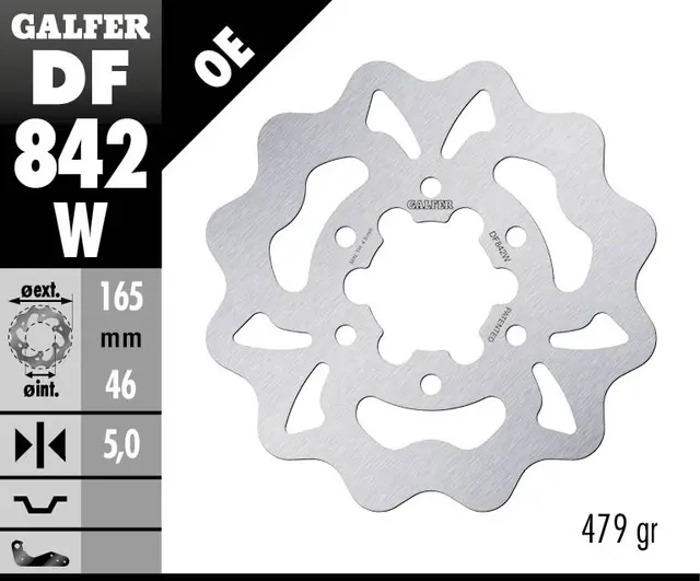 Galfer Bremseskive, W, Fast, 165x5mm 