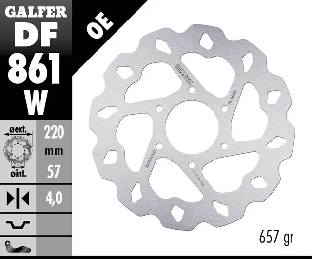 Galfer Bremseskive, W, Fast, 220x4mm 