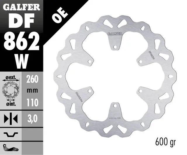 Galfer Bremseskive, W, Fast, 260x3mm 