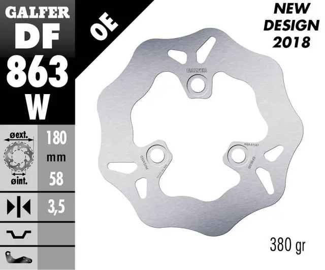 Galfer Bremseskive, W, Fast, 180x3,5mm 