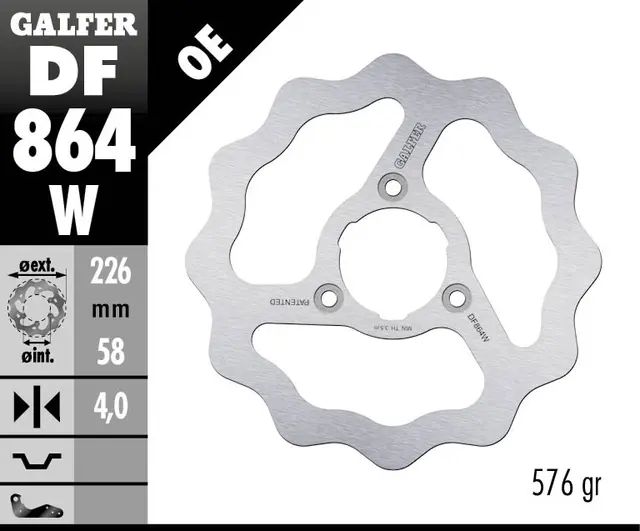 Galfer Bremseskive, W, Fast, 226x4mm 