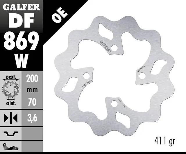 Galfer Bremseskive, W, Fast, 200x3,8mm 