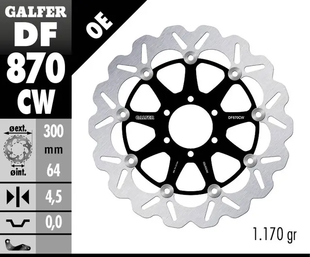 Galfer Bremseskive W, Flytende Kompl. (C. Alu.) 300x4,5mm 