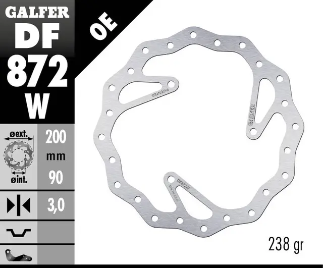 Galfer Bremseskive, W, Fast, 200x3mm 