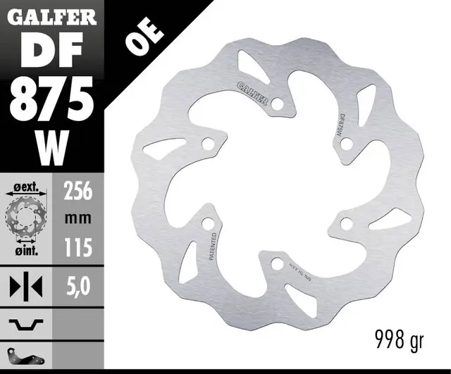 Galfer Bremseskive, W, Fast, 256x5mm 