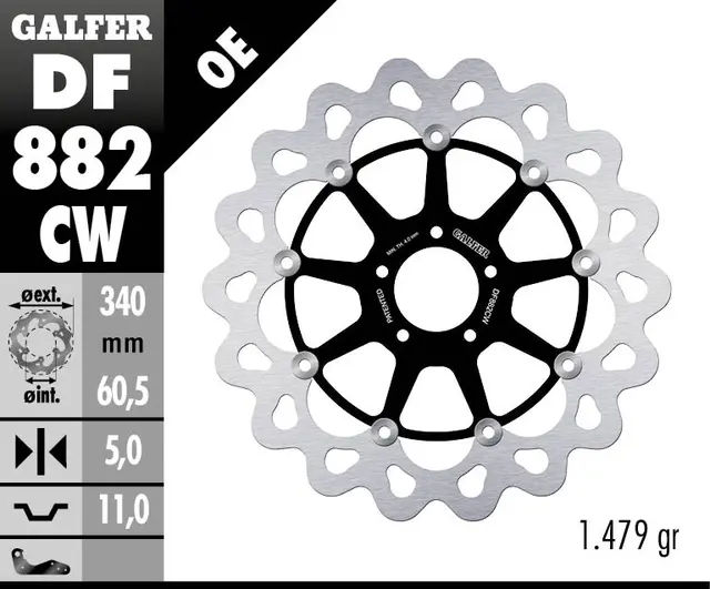 Galfer Bremseskive W, Flytende Kompl. (C. Alu.) 340x5mm 