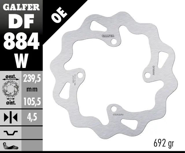 Galfer Bremseskive, W, Fast, 239x4,5mm 