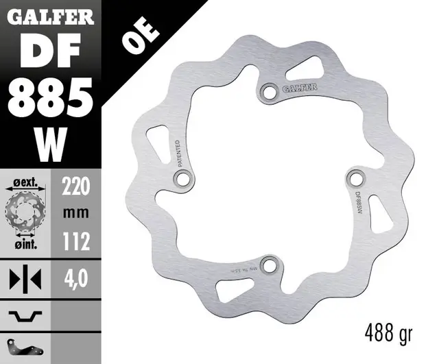Galfer Bremseskive, W, Fast, 220x4mm 