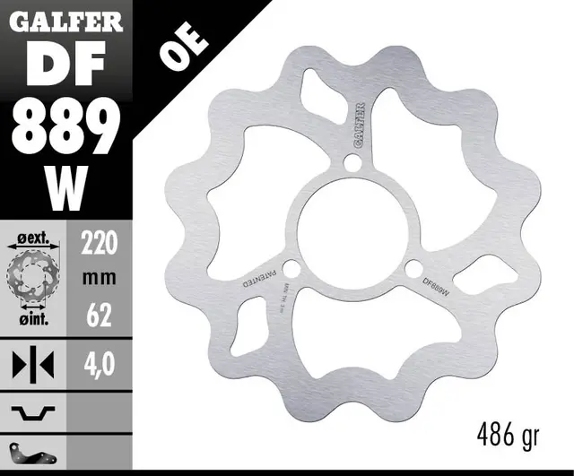 Galfer Bremseskive, W, Fast, 220x4mm 