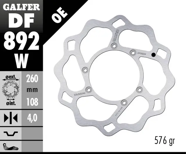 Galfer Bremseskive, W, Fast, 260x4mm 