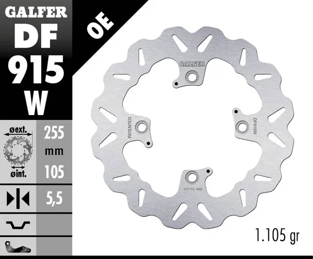 Galfer Bremseskive, W, Fast, 255x5,5mm 