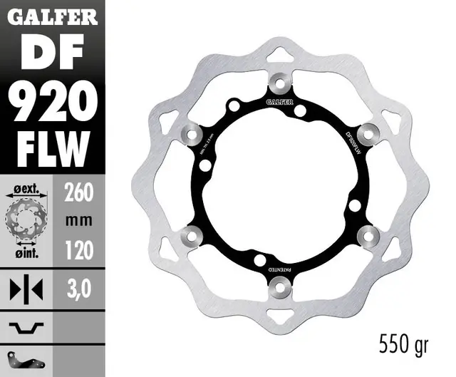Galfer Bremseskive W, Flytende (C. Stål) 260x3mm 