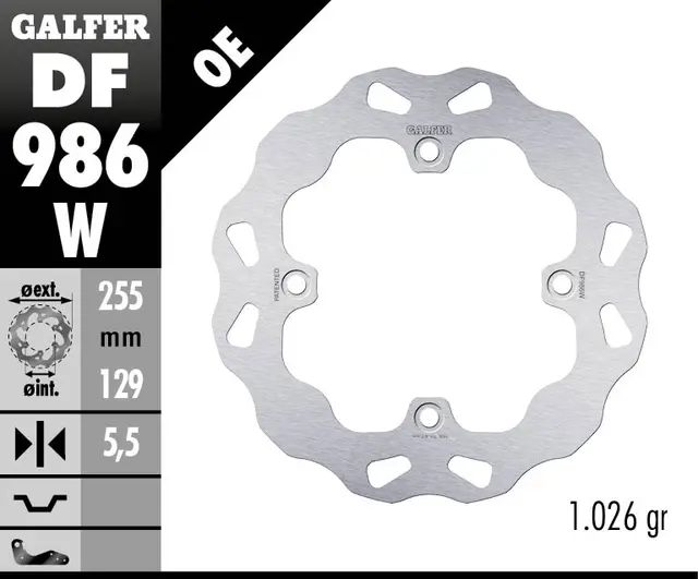 Galfer Bremseskive, W, Fast, 255x5,5mm 