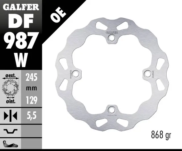 Galfer Bremseskive, W, Fast, 245x5.5mm 