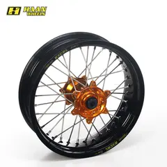 Haan Bakhjul 17x5.0 - GG/KTM/HU/HQ Svart Ring, Oransje Nav, 20 mm Aksel