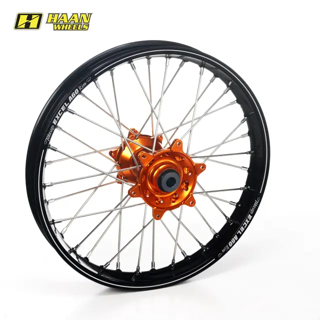 Haan Bakhjul A60 19x2,15 - KTM/HQ, 25mm A60 Ring/Svarte Eik.,Oransje Nav/Nippler 