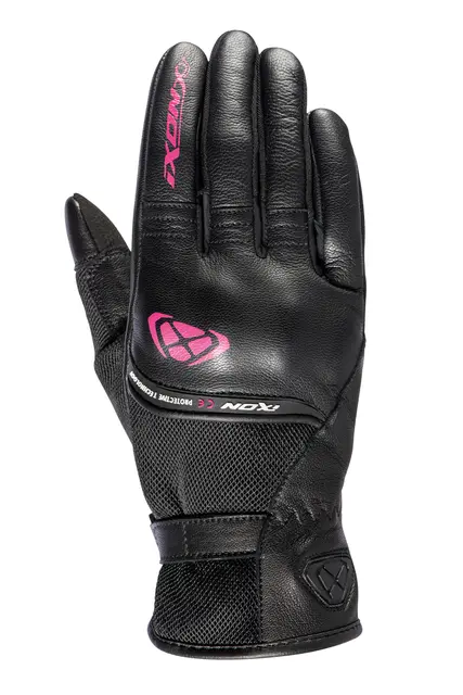 Ixon RS Shine 2 damehanske Sort/rosa Sporty kort mesh/geiteskinn til dame 