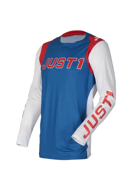 Just1 J-Flex Trøye - Rød/Blå/Hvit Trøye med stretch & smal passform 