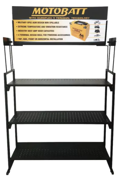 MotoBatt Display Rack, Sort Kan kombineres med ladestasjon MBC12B 