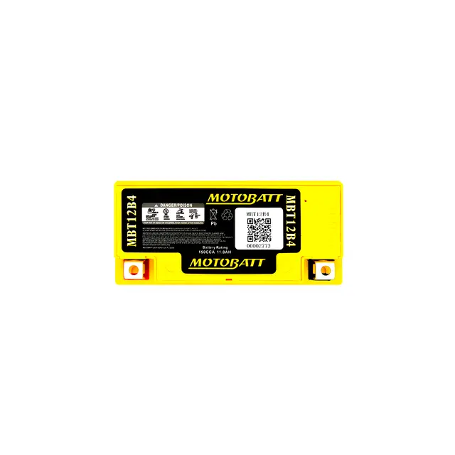 MotoBatt MBT12B4 12V Batteri 2-Polet, 165CCA, 12Ah, 150x70x130, AGM 