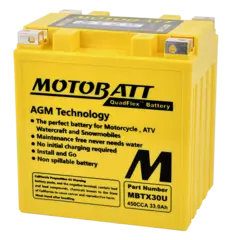 MotoBatt MBTX30U 12V Batteri 4-Polet, 450CCA, 33Ah, 166x126x175, AGM
