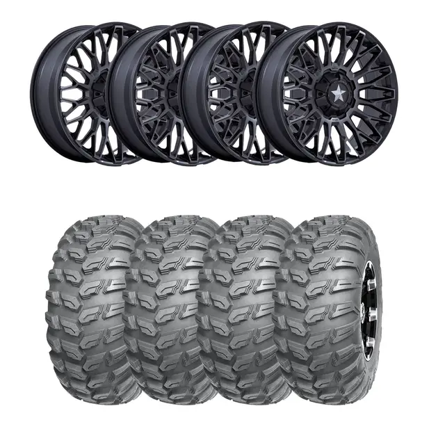 Hjulpakke 28 - Polaris 4x4 - 26"/14" Wanda P3035,MSA M50 Clubber Sort M,+10mm 