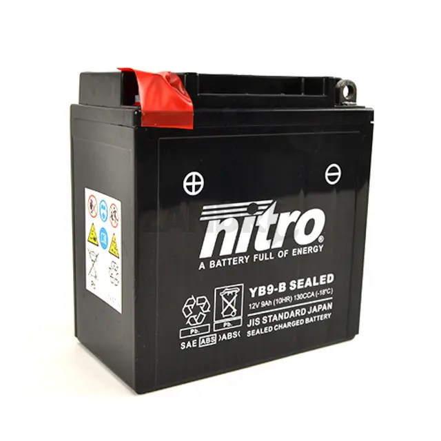 Nitro YB9-B Batteri Vedlikeholdsfritt 12V, 9Ah, 135x75x139, Forseglet AGM GEL 