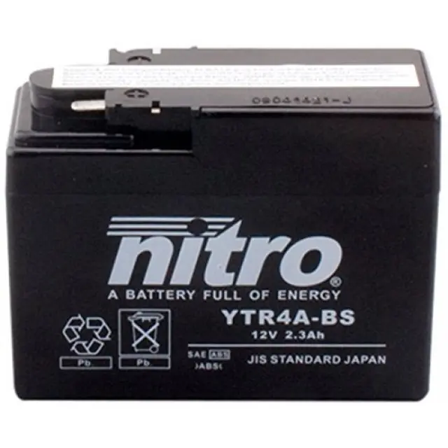 Nitro YTR4A-BS Batteri Vedlikeholdsfritt 12Volt, 2.3Ah, 114x49x86, Syreflaske AGM 