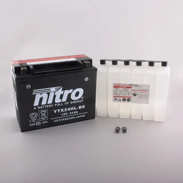 Nitro YTX24HL-BS Batteri Vedlikeholdsfr 12V, 21Ah, 205x87x162, Syrepakke, AGM 